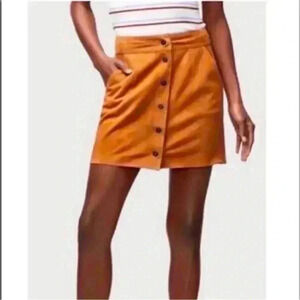 Frame Goat Leather Suede Mini Skirt Camel Snap sz 28 caramel O style LWLT0246
